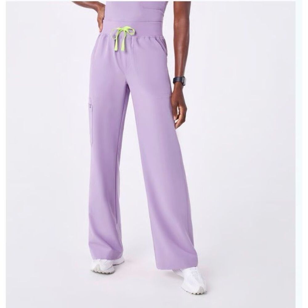 Figs High Waisted Isabel Wide Leg Pants - Lavender Dew size XL  set uniform